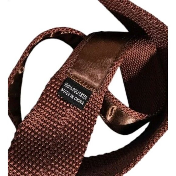 TWISTED TAILOR Men's Polyester Knit Necktie DESIGNER Tie Solid Brown W:2.6" EUC - Picture 3 of 5